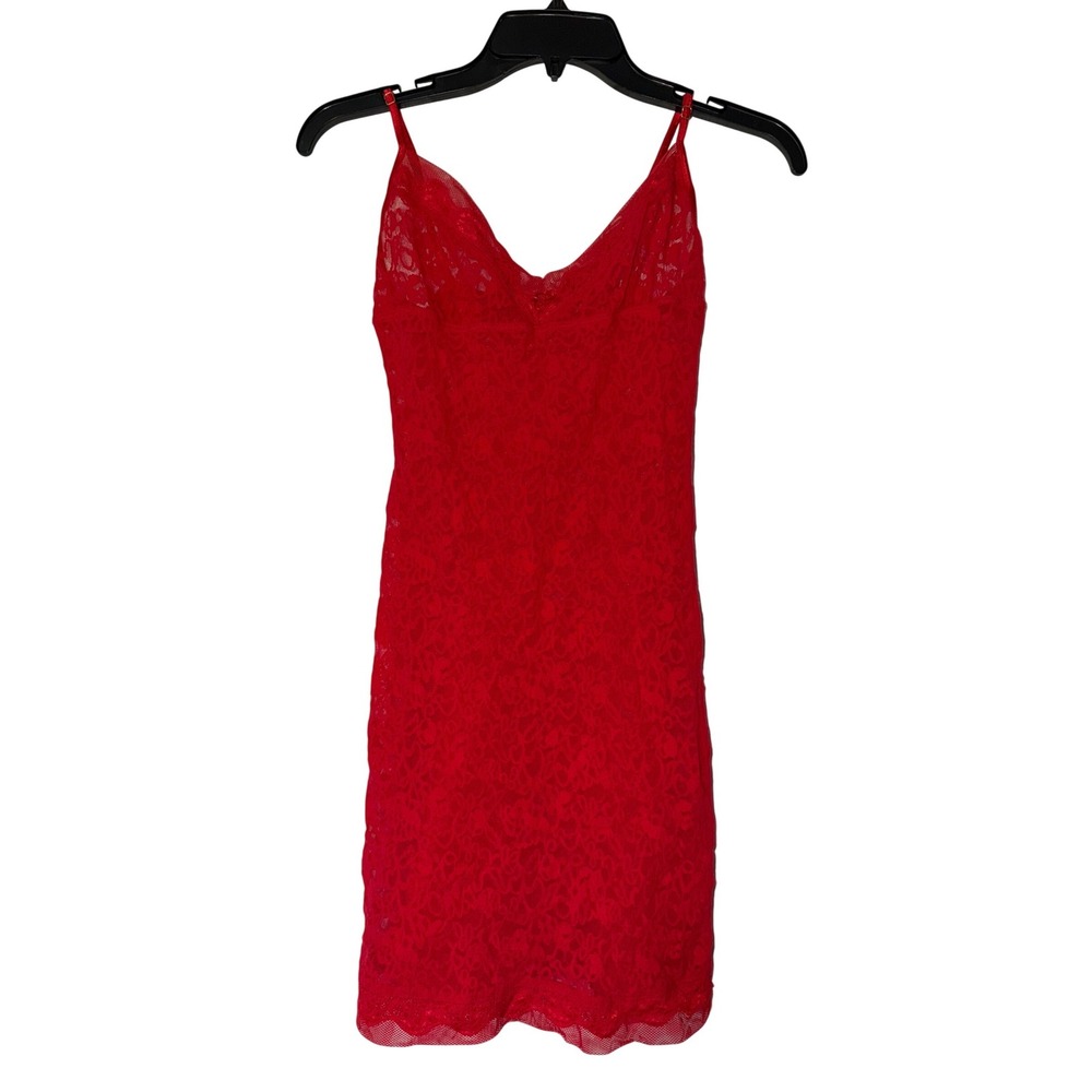 Victoria's Secret Vintage Red Floral Lace Chemise Slip Dress V-Neck Mini Medium